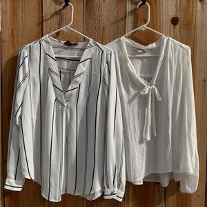 Bundle of 2 Forever 21 Black Striped and White Blouses